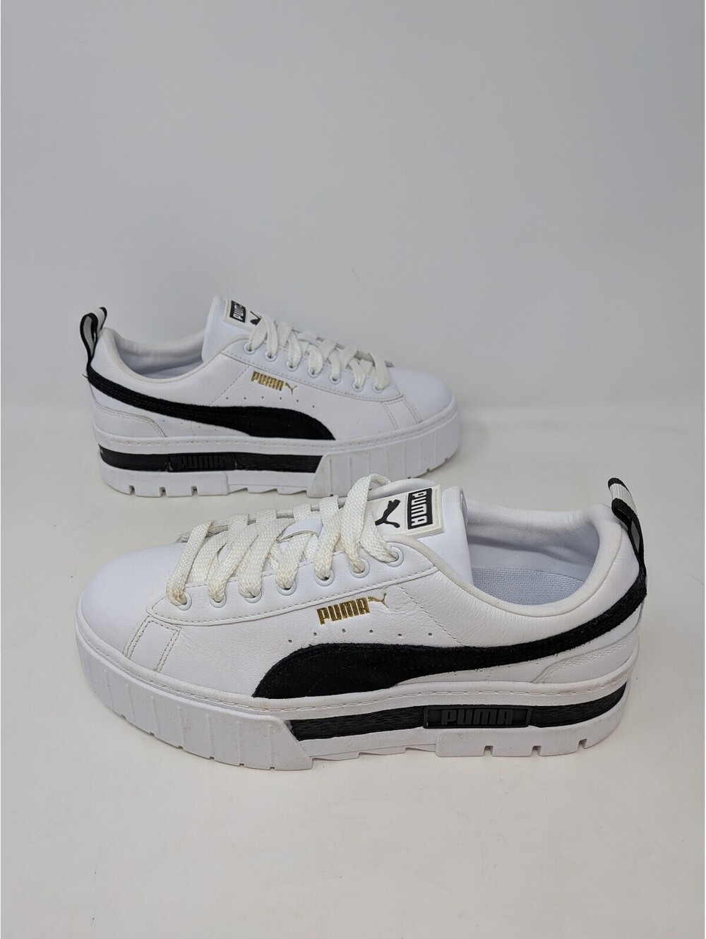Puma Mayze Women's Size 7.5 White Black Platform Sneakers 381983-01